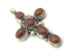1 Pendant - Tibetan antiqued silver finish agate gemstone cross pendant from Nepal - PM230L