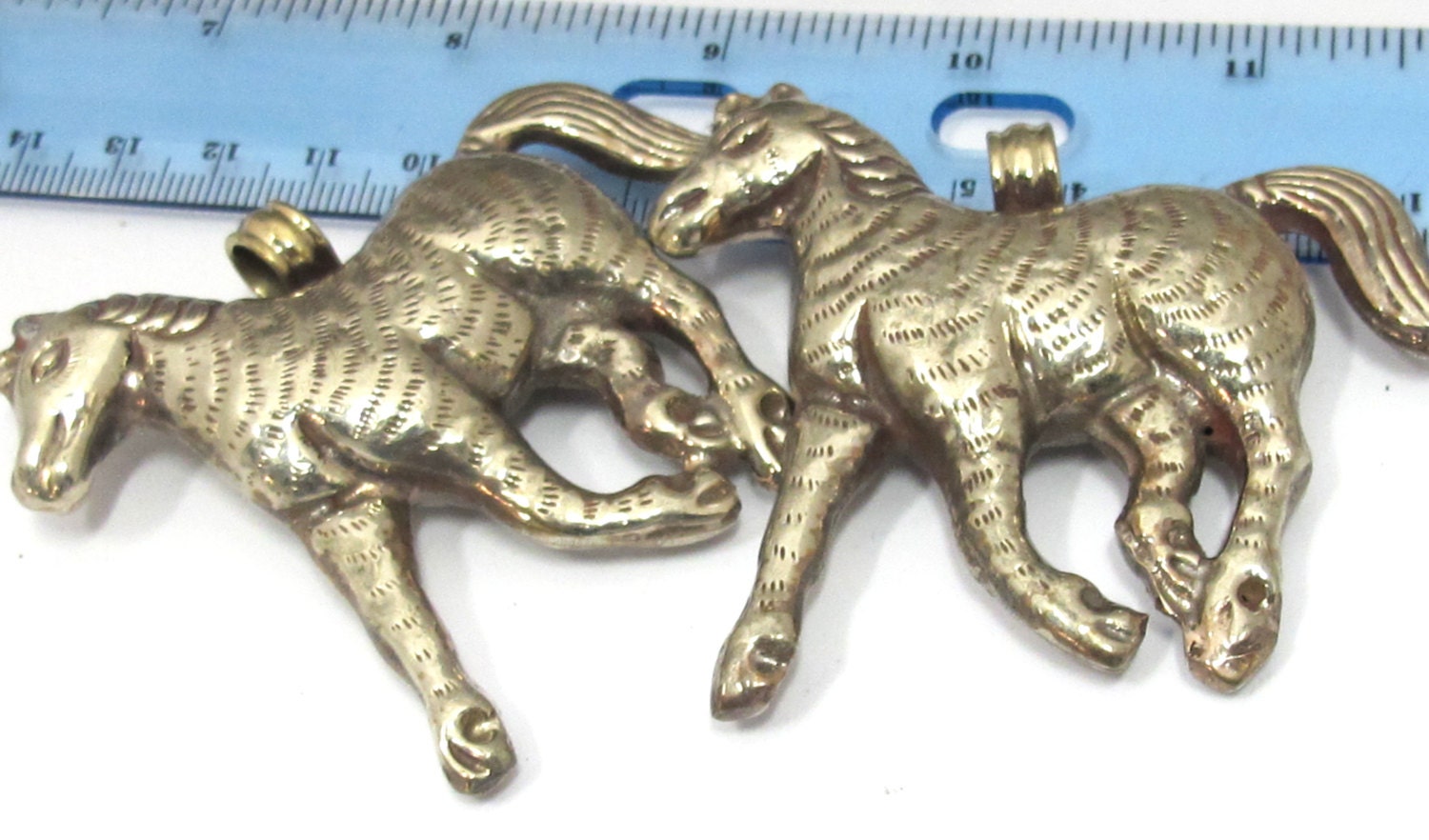 1 Pendant - Large Tibetan silver repousse carving Horse pendant from Nepal - PM471B