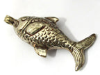 1 Pendant - Large Tibetan silver repousse carving fish pendant from Nepal - PM472A