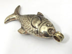 1 Pendant - Large Tibetan silver repousse carving fish pendant from Nepal - PM472A