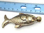 1 Pendant - Large Tibetan silver repousse carving fish pendant from Nepal - PM472A