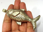 1 Pendant - Large Tibetan silver repousse carving fish pendant from Nepal - PM472A