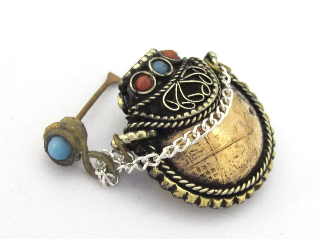 1 pendant - Bhutan copper coin design embossed snuff perfume bottle pendant - PM473