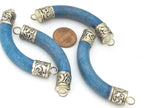 Tibetan Turquoise curve bar crescent moon shape pendant - 1 pendant - SP026L