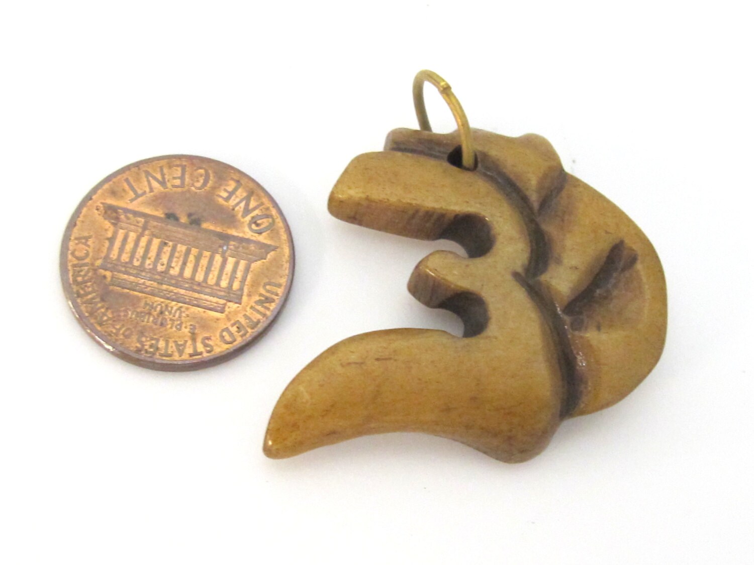 1 pendant - Tibetan pendant Carved Om recycled cattle bone pendant - PB096