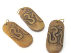 1 pendant - Tibetan pendant Rectangular bar shape carved Om recycled cattle bone pendant - PB098