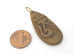 1 pendant - Tibetan pendant triangular drop shape carved Om recycled cattle bone pendant - PB099
