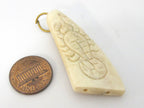 1 Pendant - Tibetan scorpio symbol carved bone pendant white connector bead- PB103