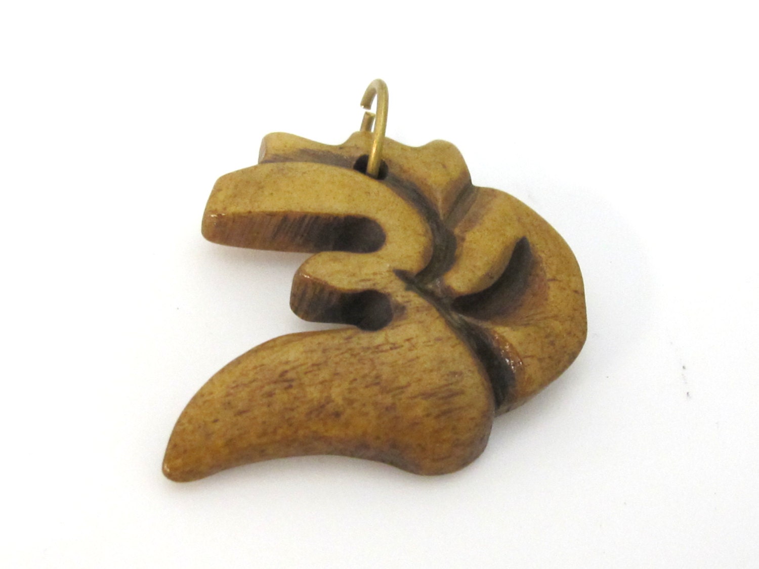 1 pendant - Tibetan pendant Carved Om recycled cattle bone pendant - PB096