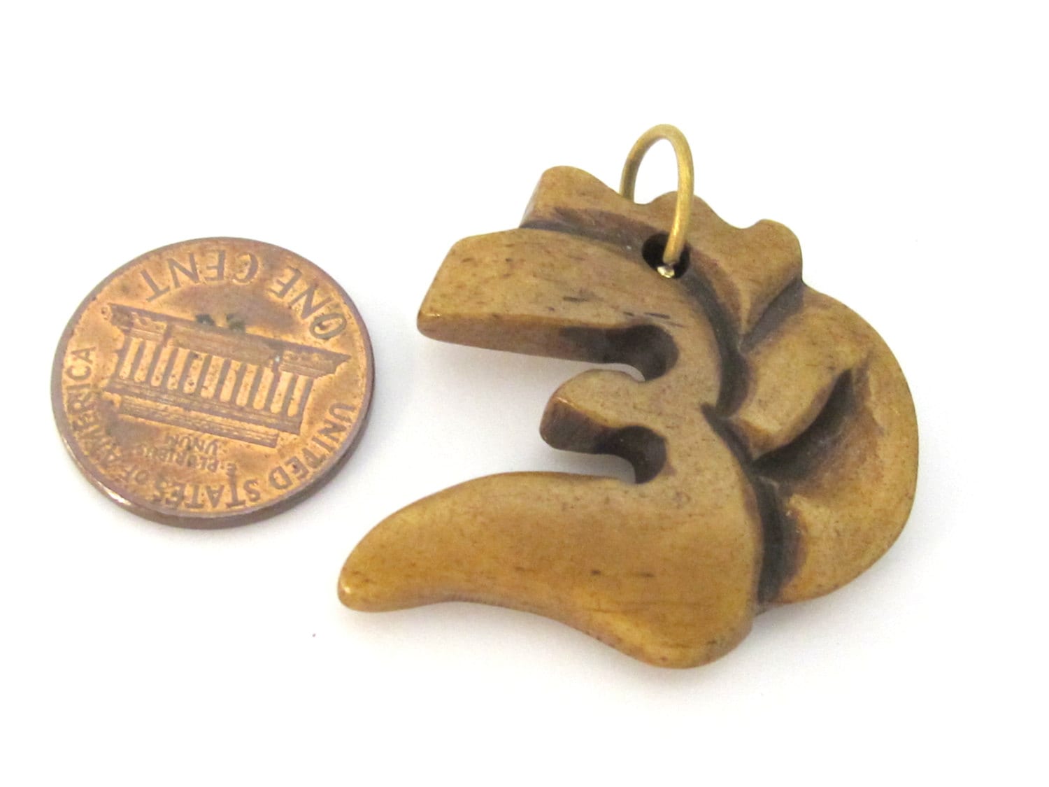 1 pendant - Tibetan pendant Carved Om recycled cattle bone pendant - PB096