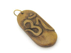 1 pendant - Tibetan pendant Rectangular bar shape carved Om recycled cattle bone pendant - PB098