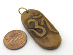 1 pendant - Tibetan pendant Rectangular bar shape carved Om recycled cattle bone pendant - PB098