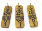 1 pendant - tibetan pendant - Tibetan Om with buddha eye rectangular bar shape carved recycled cattle bone pendant - PB100
