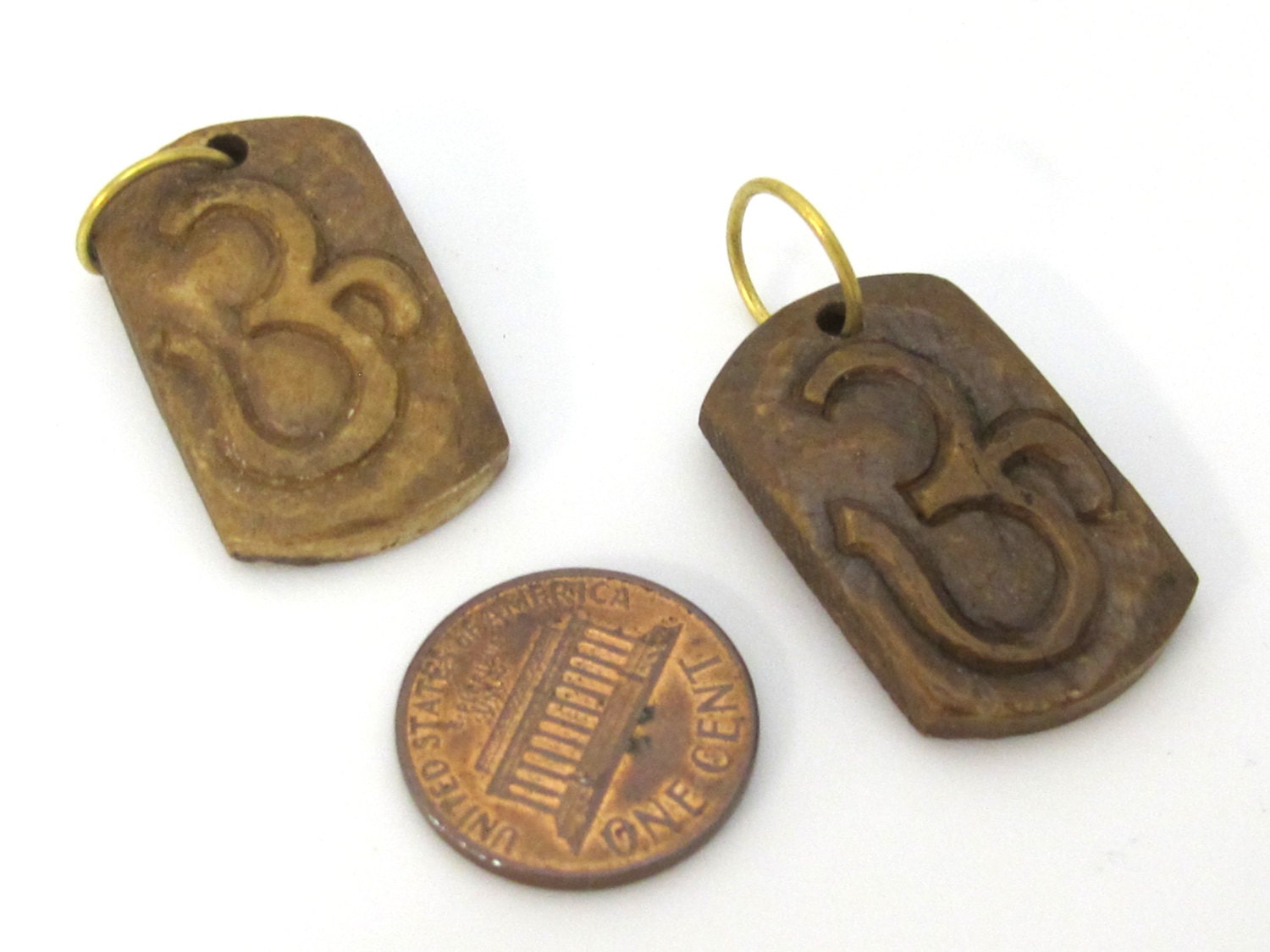 1 pendant - Tibetan pendant rectangular square shape carved Om recycled cattle bone pendant - PB101