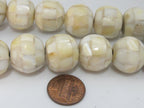2 Beads - Rondelle mother of pearl shell mosaic inlay bead - BD690C