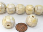 2 Beads - Rondelle mother of pearl shell mosaic inlay bead - BD690C