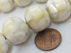2 Beads - Rondelle mother of pearl shell mosaic inlay bead - BD690C