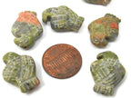 1 Bead - Carved unakite gemstone eagle phoenix bird beads - GM007A