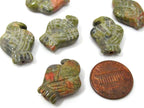 1 Bead - Carved unakite gemstone eagle phoenix bird beads - GM007A