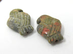 1 Bead - Carved unakite gemstone eagle phoenix bird beads - GM007A