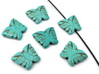 4 Beads- Blue turquoise color Howlite carved butterfly charm beads - GM401