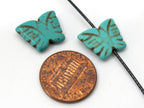 4 Beads- Blue turquoise color Howlite carved butterfly charm beads - GM401