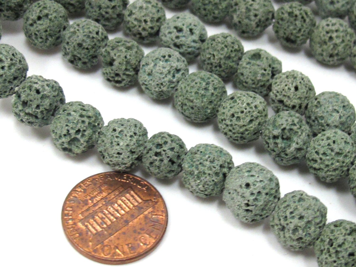 20 beads - Lava beads rondelle shape green Lava beads 10 mm - NB150