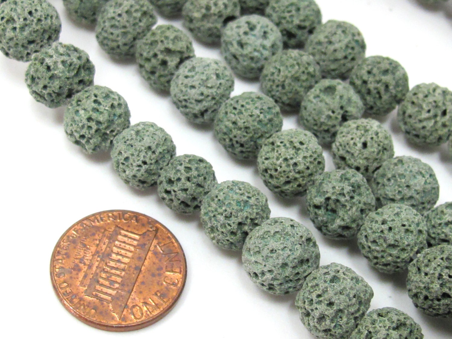 20 beads - Lava beads rondelle shape green Lava beads 10 mm - NB150
