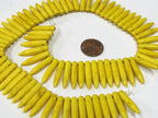 Full strand - Yellow color magnesite gemstone spike stick beads 25 mm x 5 mm - GM356B