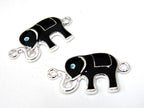 2 connector charms - Black color enamel inlaid Elephant connector bracelet supply - BD911