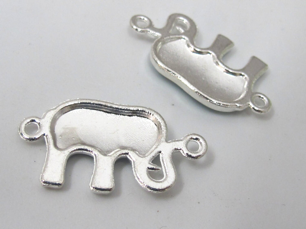 2 connector charms - Black color enamel inlaid Elephant connector bracelet supply - BD911