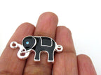 2 connector charms - Black color enamel inlaid Elephant connector bracelet supply - BD911