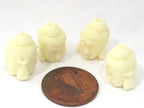 2 BEADS - Cream white color resin Dual sided Buddha face pendant bead 15 mm x 11 mm - BD749C