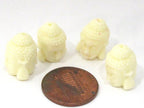 2 BEADS - Cream white color resin Dual sided Buddha face pendant bead 15 mm x 11 mm - BD749C