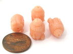 2 BEADS - Salmon pink color resin Dual sided Buddha face pendant bead 15 mm x 11 mm - BD749E