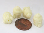 2 BEADS - Cream white color resin Dual sided Buddha face pendant bead 15 mm x 11 mm - BD749C