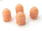 2 BEADS - Salmon pink color resin Dual sided Buddha face pendant bead 15 mm x 11 mm - BD749E