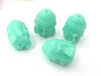 2 BEADS - Aqua green blue resin Dual sided Buddha face pendant bead 15 mm x 11 mm - BD749G