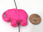 2 BEADS - Fuschia Pink color howlite turquoise elephant shape bead pendant 39 mm x 30 mm - GM402A