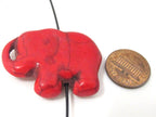 1 BEAD - Red color howlite turquoise elephant shape bead pendant 39 mm x 30 mm - GM402C