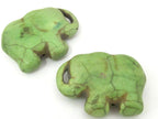 2 BEADS - Green color howlite turquoise elephant shape bead pendant 39 mm x 30 mm - GM402D