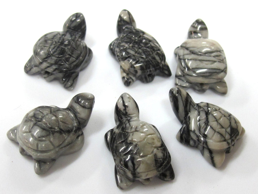2 beads - Carved Turtle charm beads Jasper gemstone beads - GM403