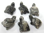 2 beads - Carved Turtle charm beads Jasper gemstone beads - GM403