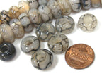 4 Beads- 14 mm size Dragon veins agate gemstone donut beads large hole size - GM404