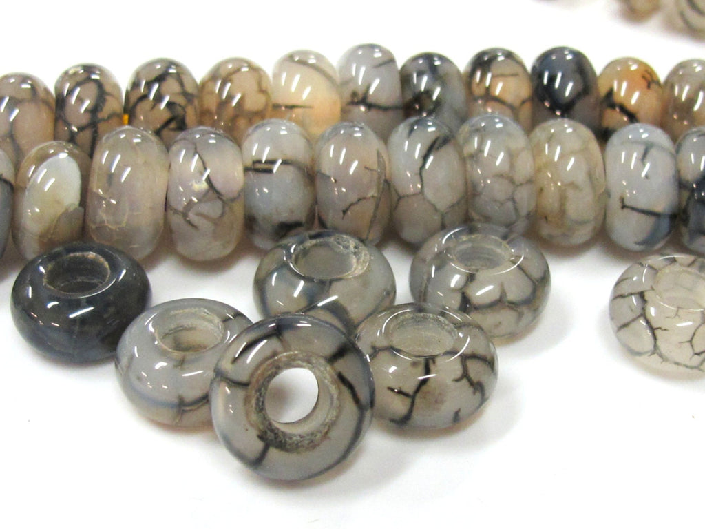 4 Beads- 14 mm size Dragon veins agate gemstone donut beads large hole size - GM404