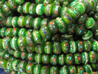 20 beads - 8 mm Tibetan green color upcycled cattle bone mala turquoise brass coral inlay beads ML076B