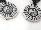 1 Pendant - Cream color Yin yang symbol octagonal resin pendant - PB104