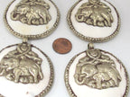 1 pendant - Large bold Tibetan Silver Repousse tribal naga conch shell pendant with elephant carving - PM490