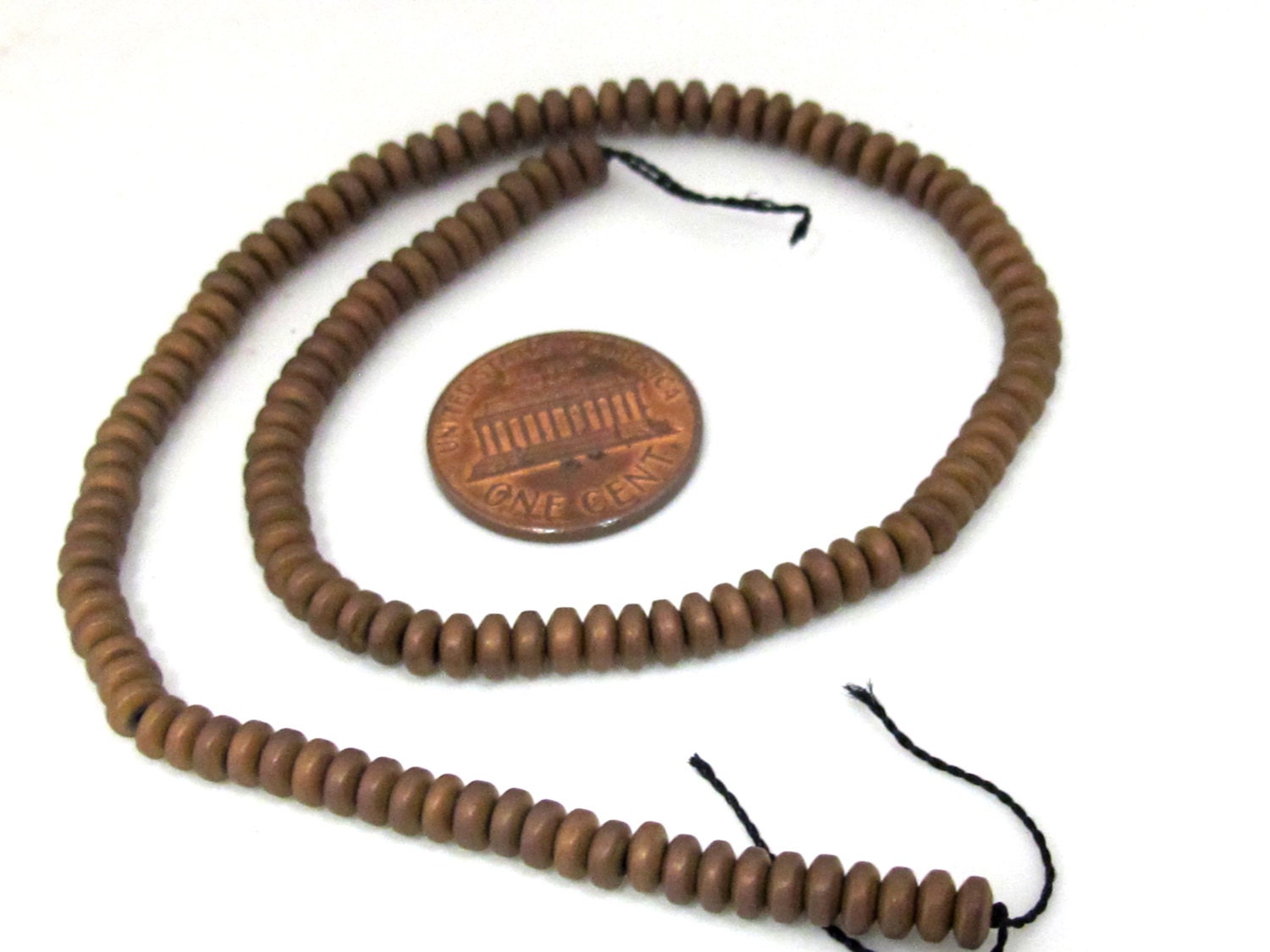 1 strand - Rondelle small size 4 mm Copper tone plated disc metal beads - 1 STRAND approx 11 inches - BD914
