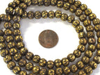 108 mala beads Tibetan antiqued finish Om mantra etched beads- 8 mm size- ML082A
